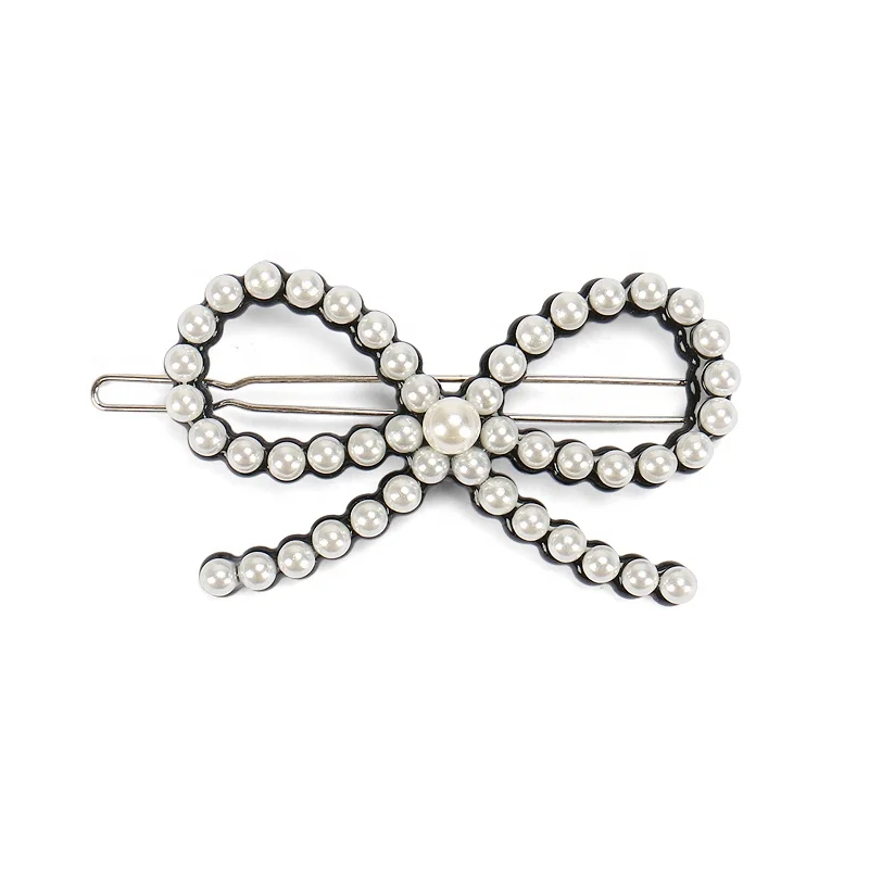 Elegant Pearl Bow Hair Clip Korea Pearls Adorned Bowknot Women Hair Accessories Acetate Pearl Hair Pins