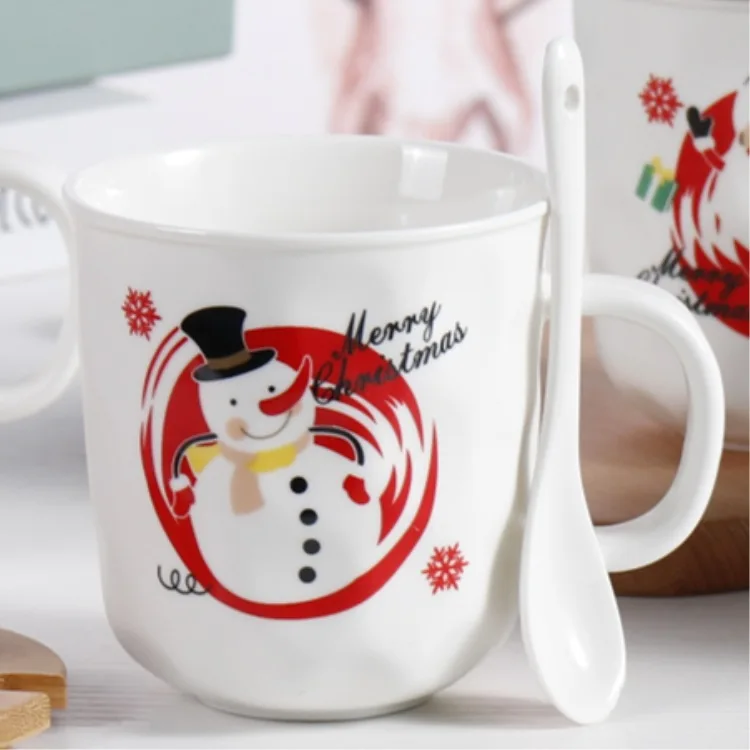 Zogift Самые популярные товары 2021, кофейная чашка в новом стиле, керамическая Рождественская Кружка со снеговиком, Санта-Клаусом и ложкой с крышкой