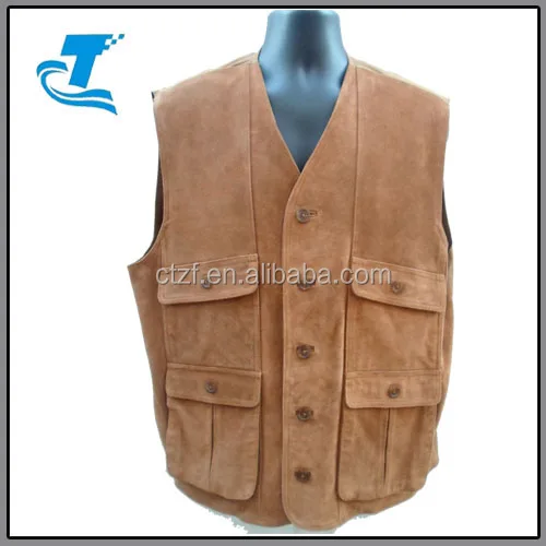 Hottest brown adult out wear waistcoats men breathable leather shooting vest