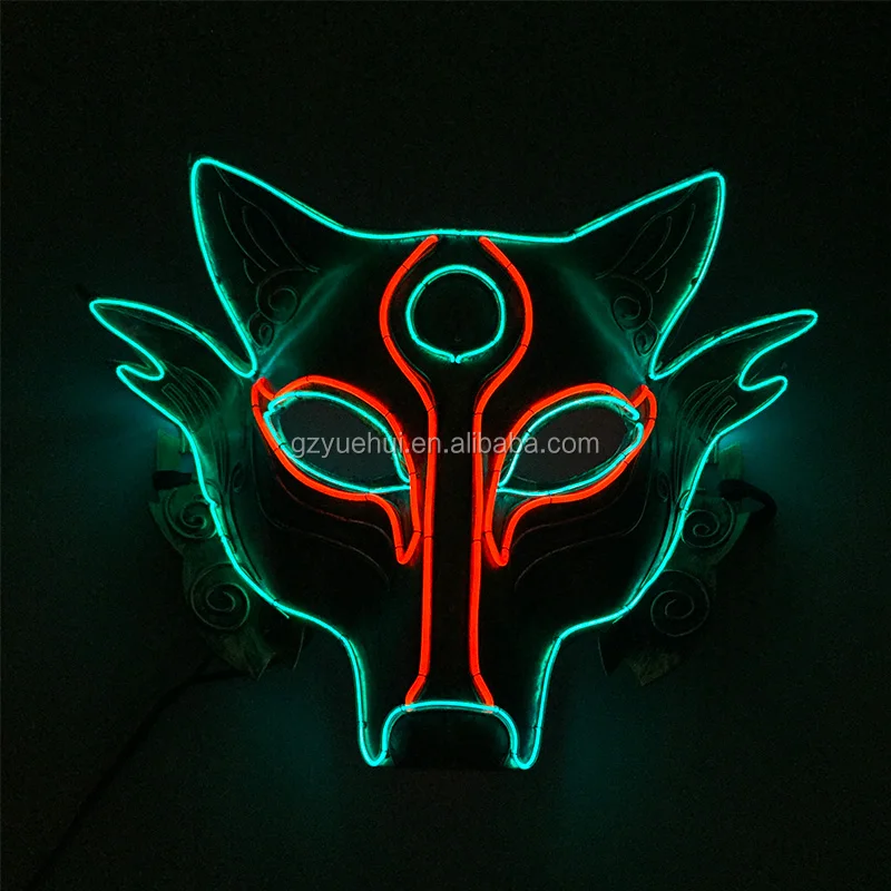 Led Luminous Party Cheer Mask Neon Led Scream Horror Mask Holiday Lights EL Wire Anonymous Making Fashion Accessory Mask by DC3V