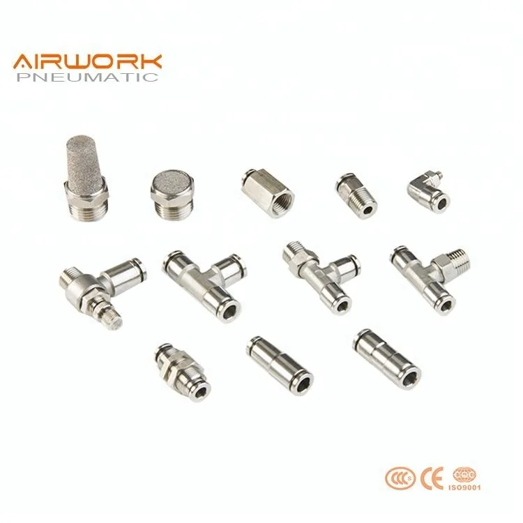 PV copper nickel one-touch air pipe fitting formula 90 degree elbow equal connector