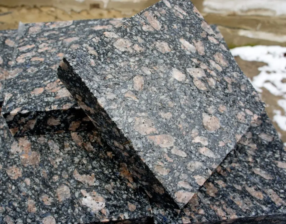 Ukraine flamed polished decorative facing monument cheap natural grey rose stone granite tile