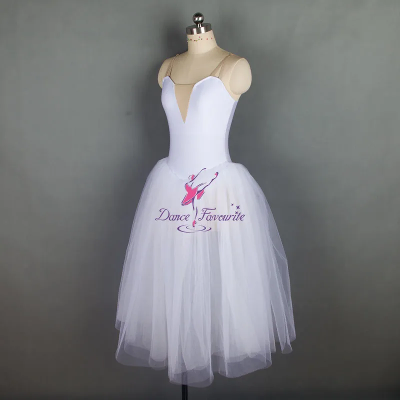 White Camisole Style Long Ballet Dance Tutu Dress for Child and Adult Performance 18008