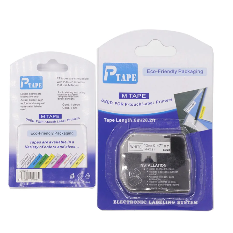 PUTY 12mm Black On White M Series Label Tape Cartridge Mk 231 M-k231 Mk231 For Pt85 Pt100 Pt110 p touch label printer