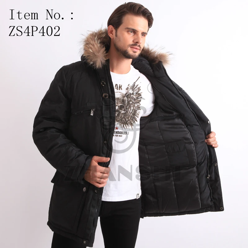 Canada style Goose down filling padded parka jacket with fur hood