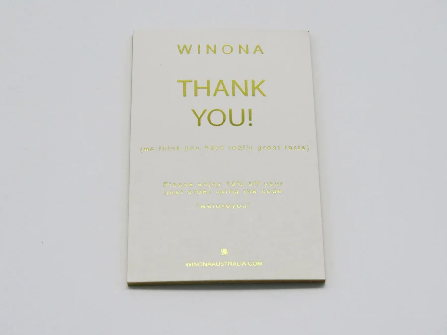eco friendly with custom gold foil logo recycled thank you card art paper