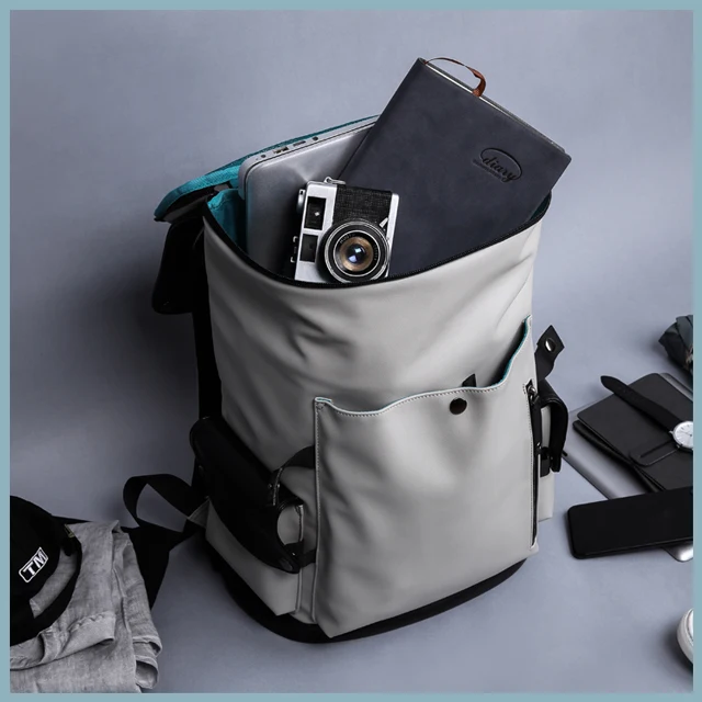 factory hot sale OEM korean outdoor mens laptop drawstring waterproof pu leather fashion school bags laptop bag backpack