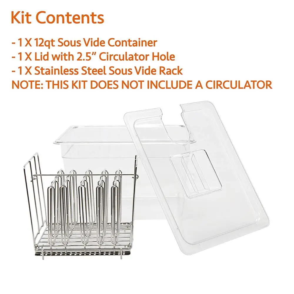 Sea-Maid Perfect-SousVide 3PL1 12 qt.(3 gal.) Polycarbonate Pan with Custom Lid for Circulator Sous Vide