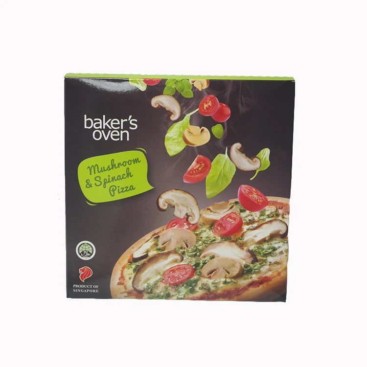 
Baked Snack 24 Pcs x 1 Ctn Wholesale Packing Blended Taste Mushroom Spinach Round Frozen Cheese Pizza In Box Packaging 
