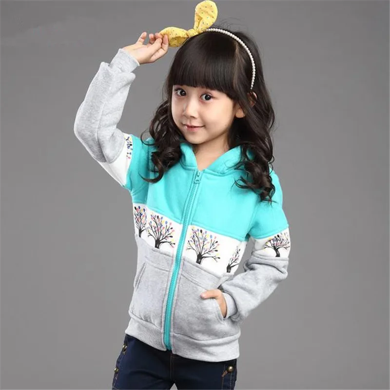 New Style 2015 Girls Hoodie Coats Autumn Winter Long Sleeve Print Jackets Children s Outwear Sweatshirts