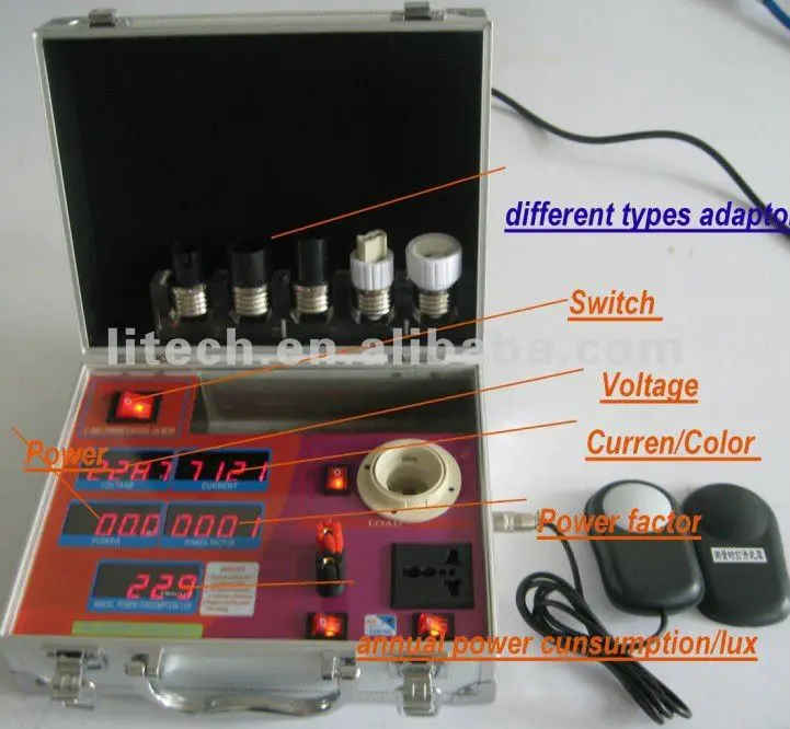 China Supplier LED Bulb Testing Machine-- Lux Power AC power meter with dimmer and Euro socket Led tester