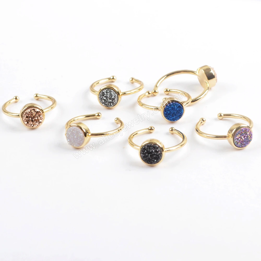 ZG0361 Fashion Jewelry Natural Dryzy Agate Ring Adjustable Gold jewelry Rings for Women