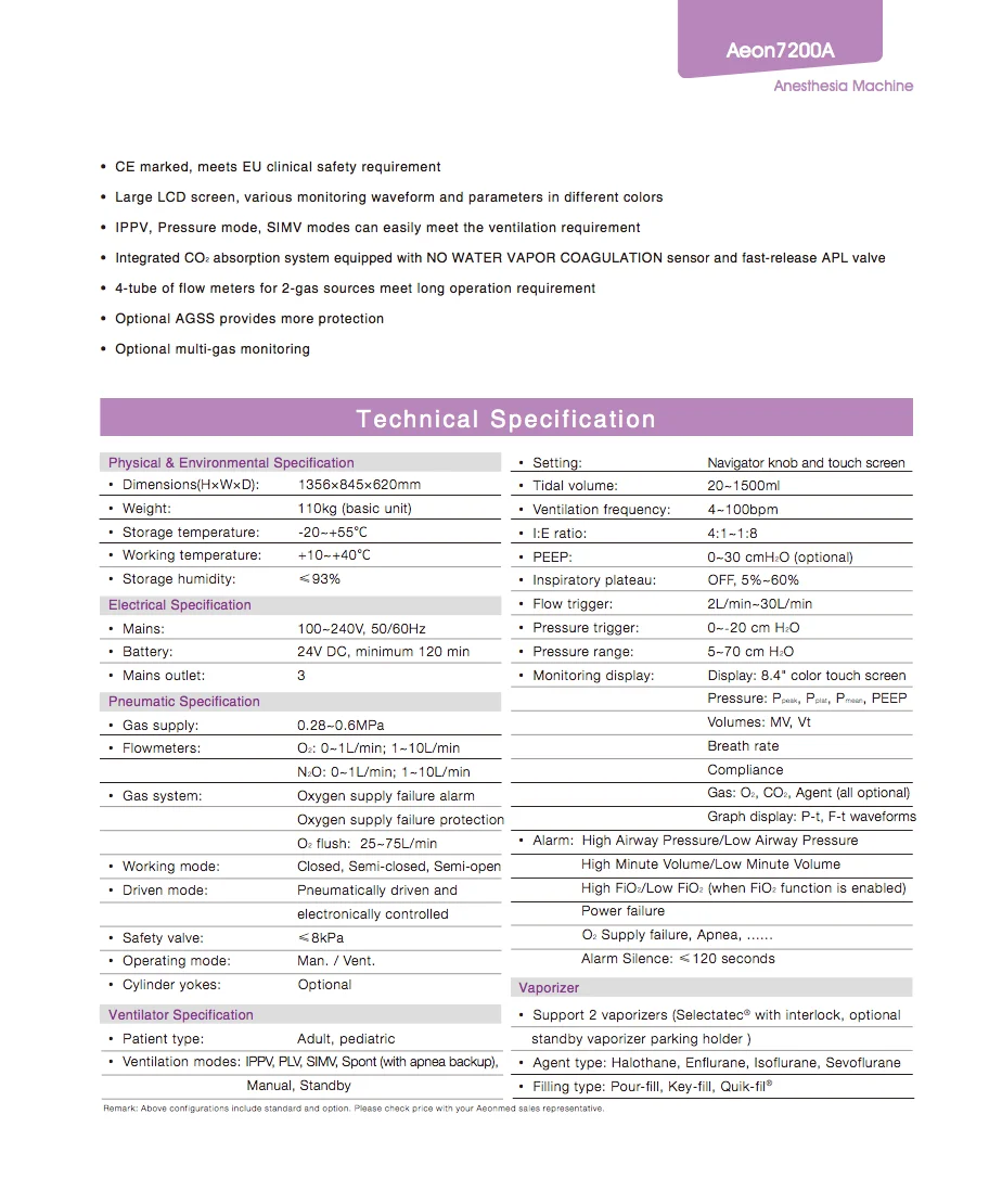Aeonmed 8.4' Touch Screen Portable Medical  ICU Anesthesia Workstation