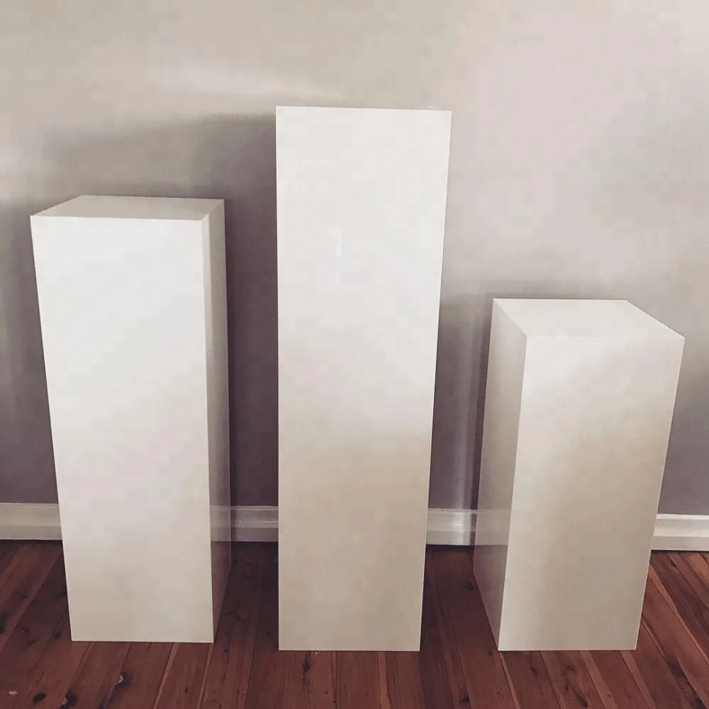 Magnificent White Acrylic Plinths Square Pedestal Display Cube Platform