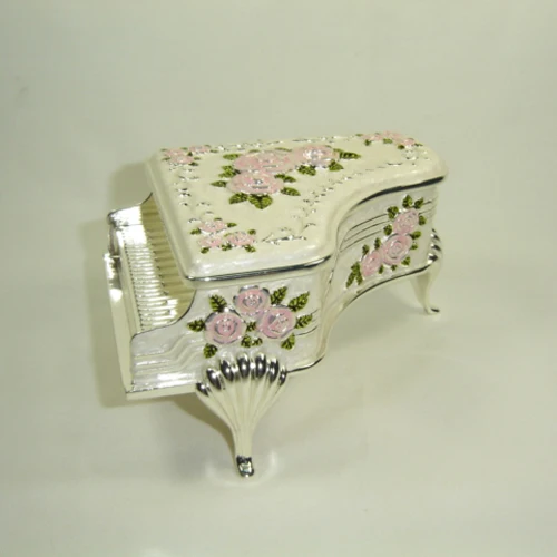 Fashion Piano Silver Enamel Metal Ring Box