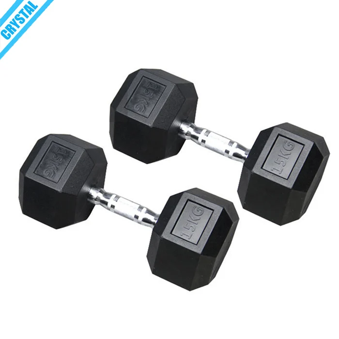 SJ-223-2 High quality Gym equipment Hexagonal Rubber Dumbbell wholesale