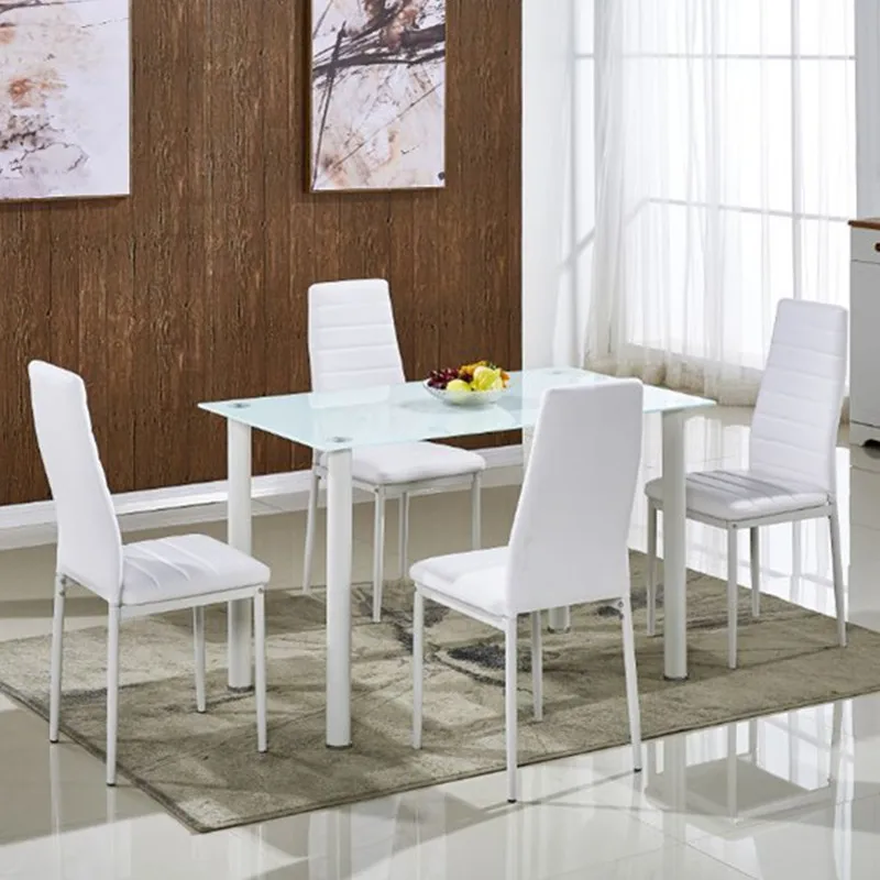 Rectangle Glass and metal round dining table with rotating center