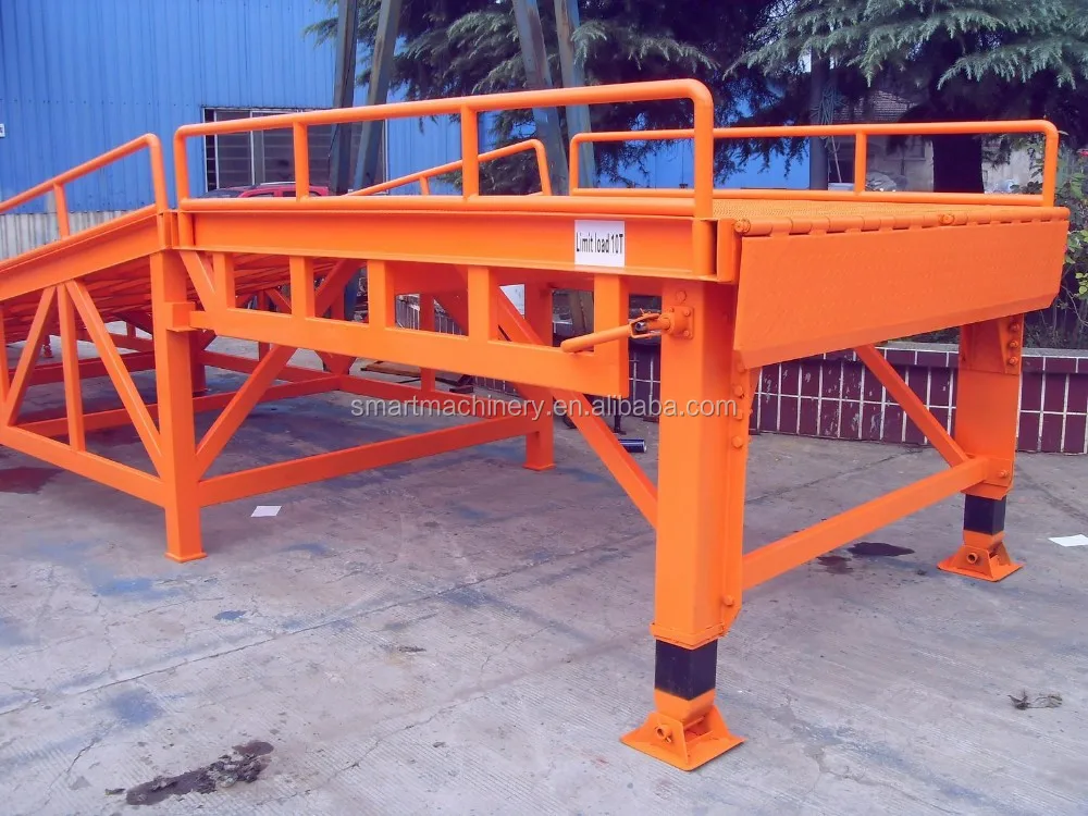 8T 10T Warehouse Adjustable Movable Portable Metal Hydraulic Dock Car ramp for Forklift Truck loading Unloading