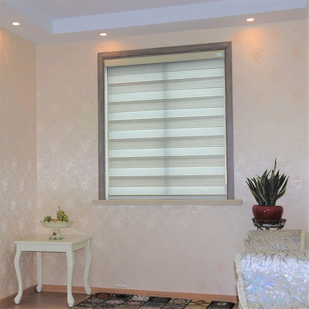 wholesale horizontal 100% polyester sheer curtain roller pleated zebra blinds fabric in korea