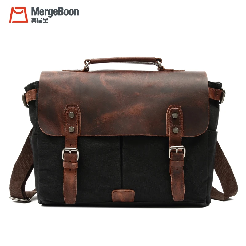 Fashionable waxed canvas laptop handbags and messenger bags for business