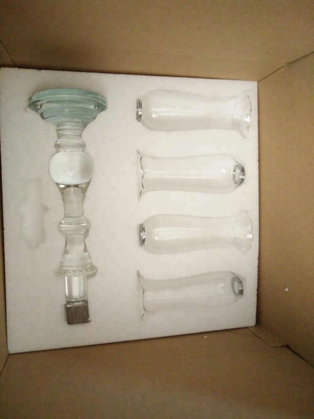 Высококачественный недорогой хрустальный канделябр на 5 рук для свадебного декора стола, оптовая продажа, стеклянный подсвечник с ураганом, распродажа