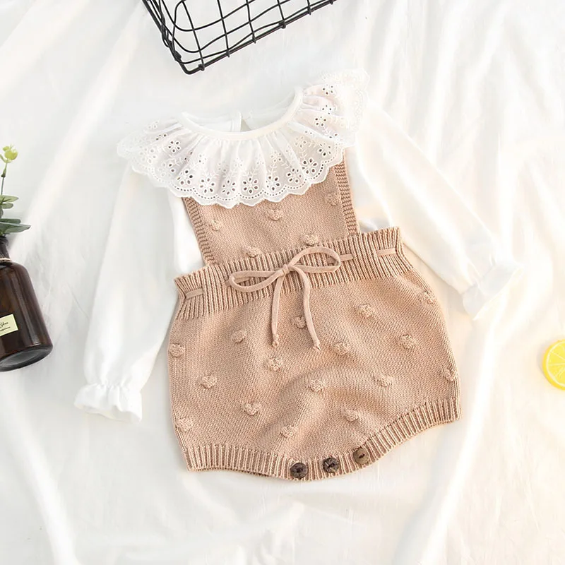 
S63645B Baby Girls Knitting Romper Newborn Baby Girl Clothes Fashion Knitted Baby Romper Overalls Autumn Sweater Boys rompers 