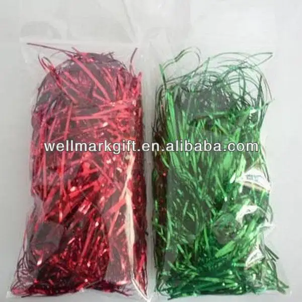 Red Green Foil Plastic Pvc Plastic Christmas Wedding Party Candy Cane Chocolate Box  Basket Filler Decoration Tissue Shred