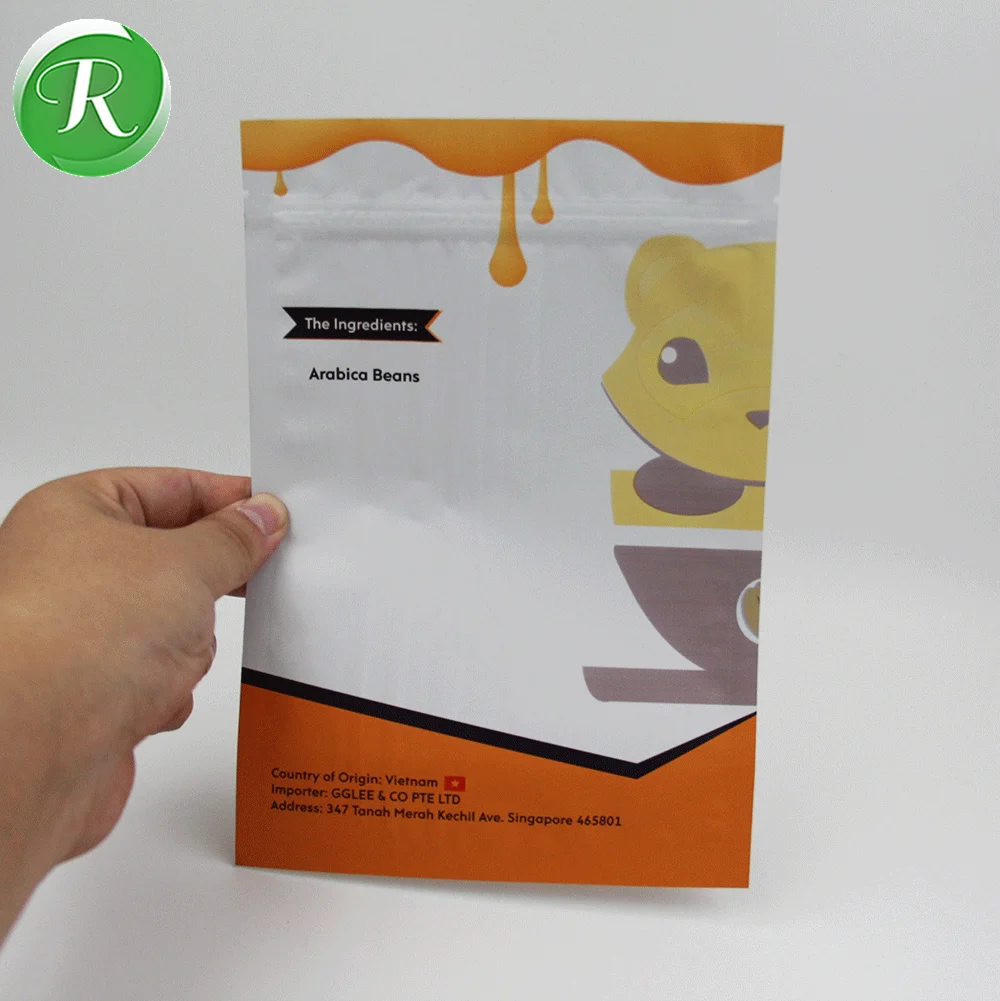 Пакеты для упаковки кофе weasel 200 г/матовая алюминиевая фольга с принтом, кофейный пакет с застежкой-молнией