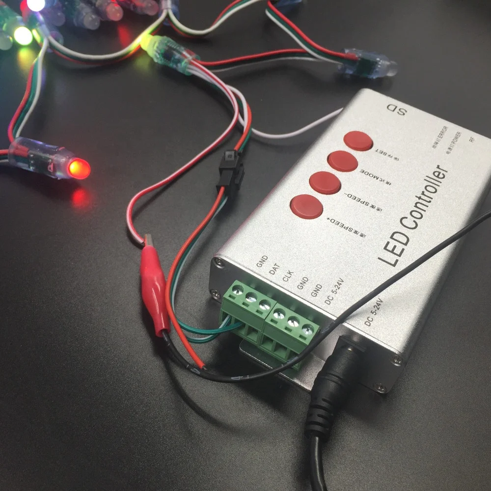 5-24V T1000B SD Card WS2812B LPD 6803 WS2811 WS2801 LED Pixel Controller