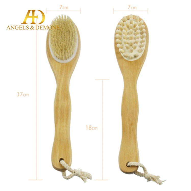 
Private Label Detachable Long Handle Massage Wood Bamboo Natural Bristle Dry Skin Bath Body Brush 