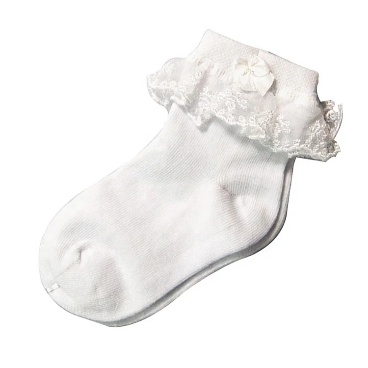 Novelty baby infants young girl princess style white cotton Lace ankle tube socks