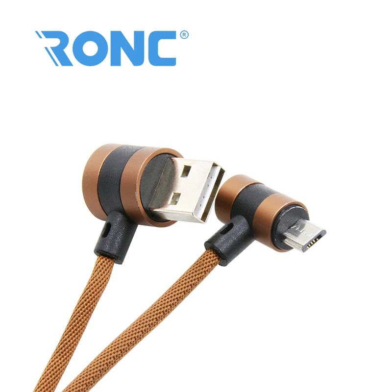 Зарядки передачи данных плетеный нейлоновый 90 градусов Micro USB кабель для телефона