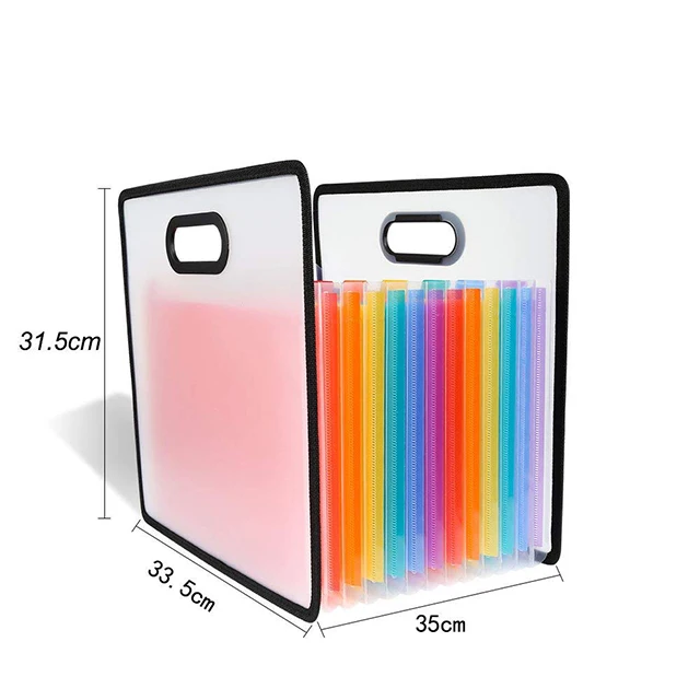 Customized Colorful Expanding File Folder Portable PP Organiser A4 Size Classify Expanding File Folder