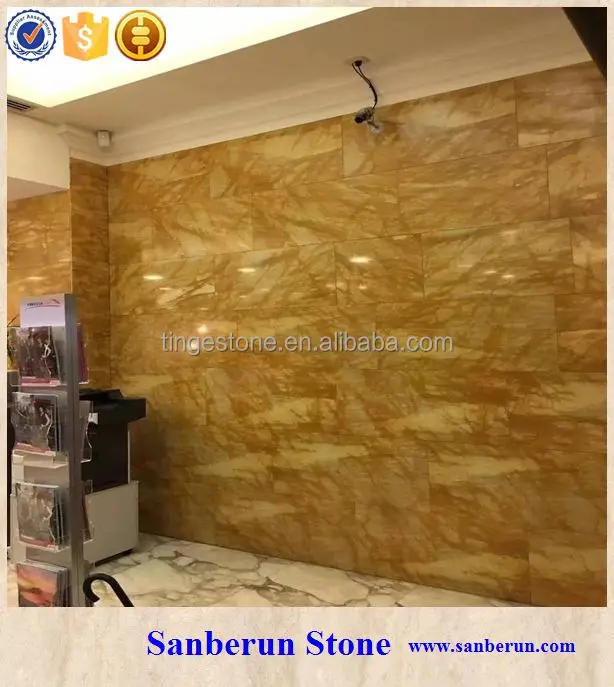 Perfect Italian giallo siena marble slab for countertop