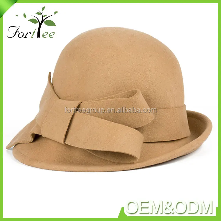 Продвижение мода корея стиль хаки бантом чувствовал зимние женщины чародей шляпу с широкими полями,