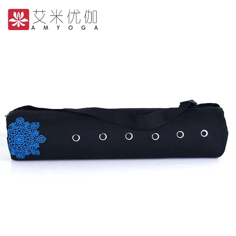 
black yoga mat bag cotton canvas private label zipper custom print 
