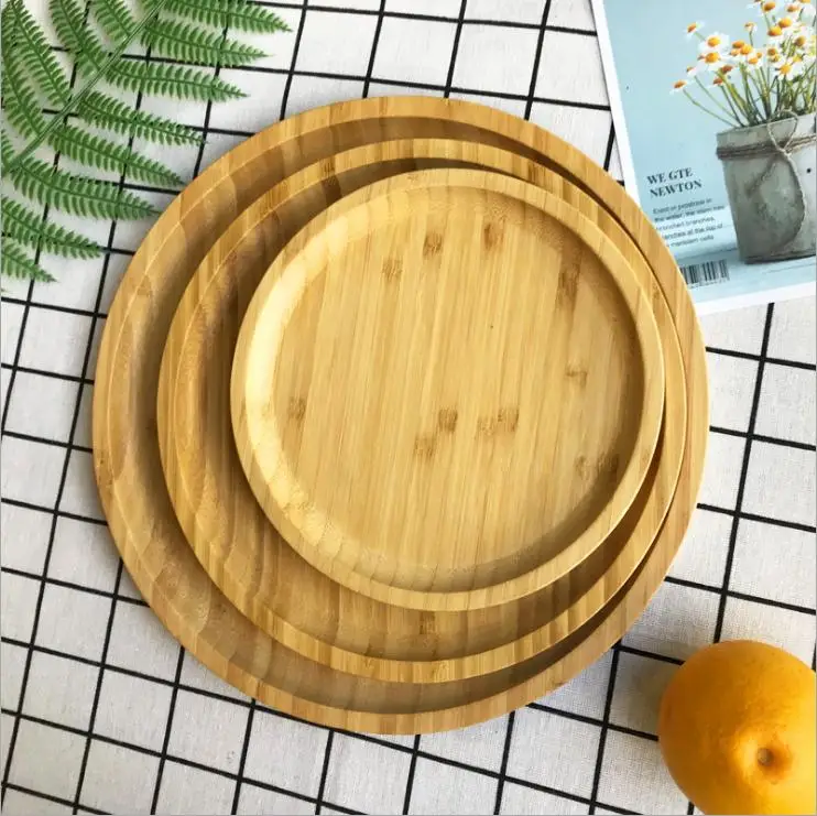 Bamboo round tray fruit plates tray