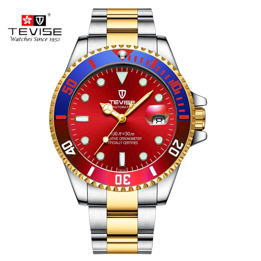 Top brand tevise stainless steel mechanical watch men automatic luxury wrist watches