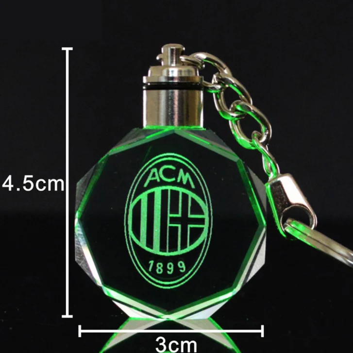 Оптовая продажа YiWu, лазерный логотип ACM, светодиодный Кристальный брелок, брелок для футбольного клуба