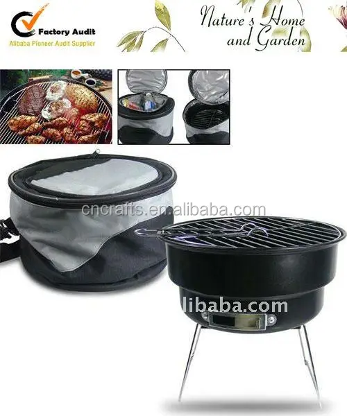
Mini Charcoal BBQ Grill Outdoor 2-in-1 BBQ Grill / Cooler Combo 