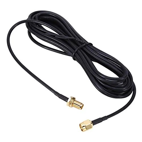 3m(10FT) RP-SMA Male to Female Wifi Antenna Connector Extension Cable Black (RG174-3M-N)