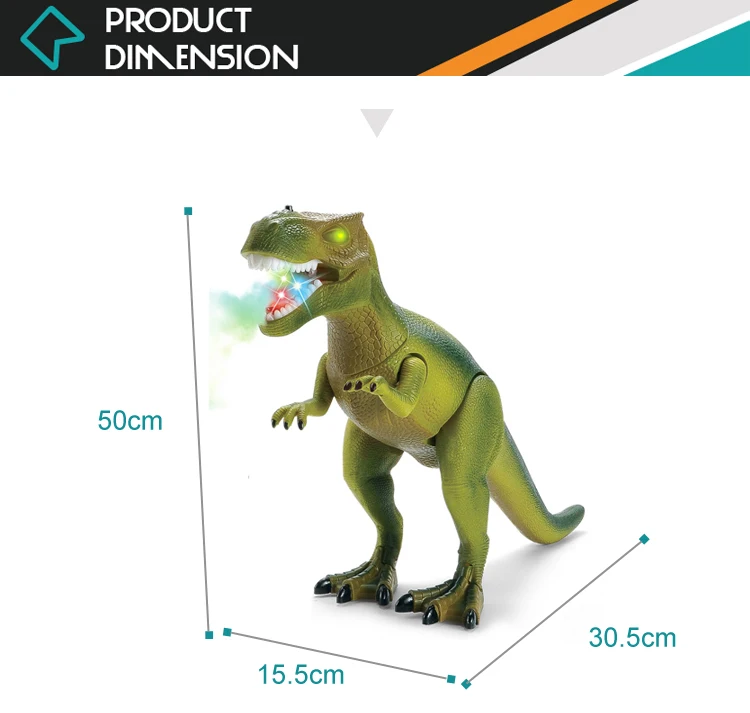Toy realistic remote control walking dinosaurs models with spray function made in china