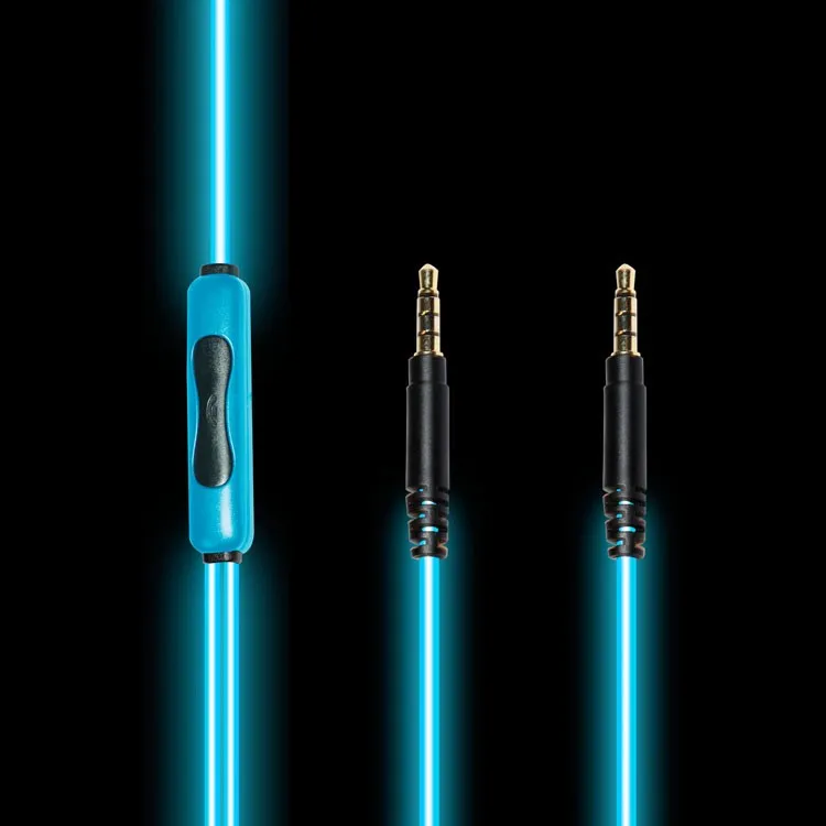 
AL3A 3.5mm EL Light Glowing LED Light Flashing Volume Control Stereo Aux Cable Male to Male Car Metal Audio Connector Premium 