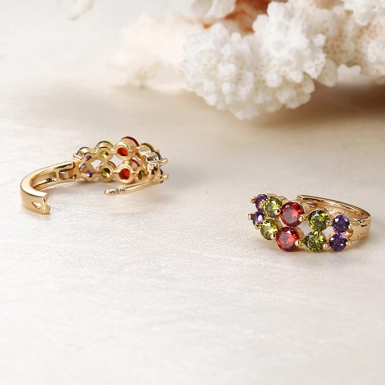 Bijouterie Wholesale Earrings Women Newest Design Fashion Round Huggice Zircon Earring,18K Gold Plated CZ Earrings for Girls