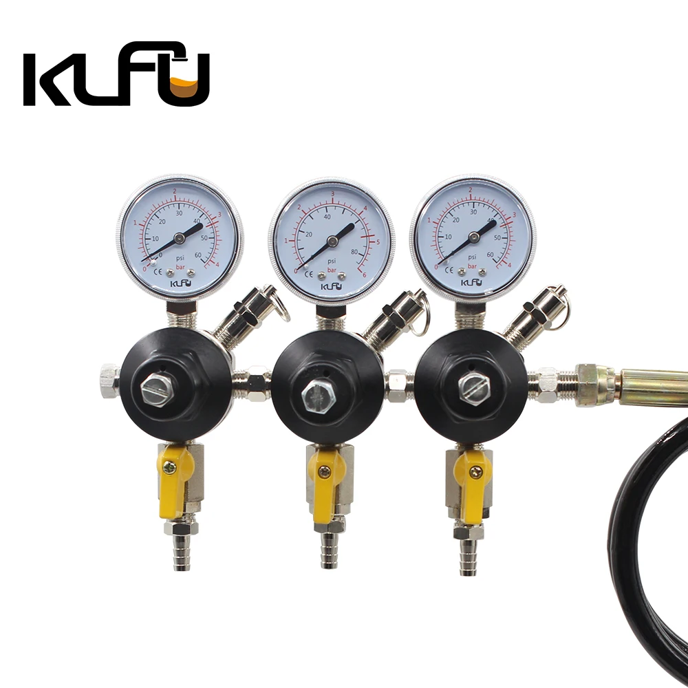 KLF08-42 China klfu brass whole sale three body  Co2 N2 beer regulator long gas hose
