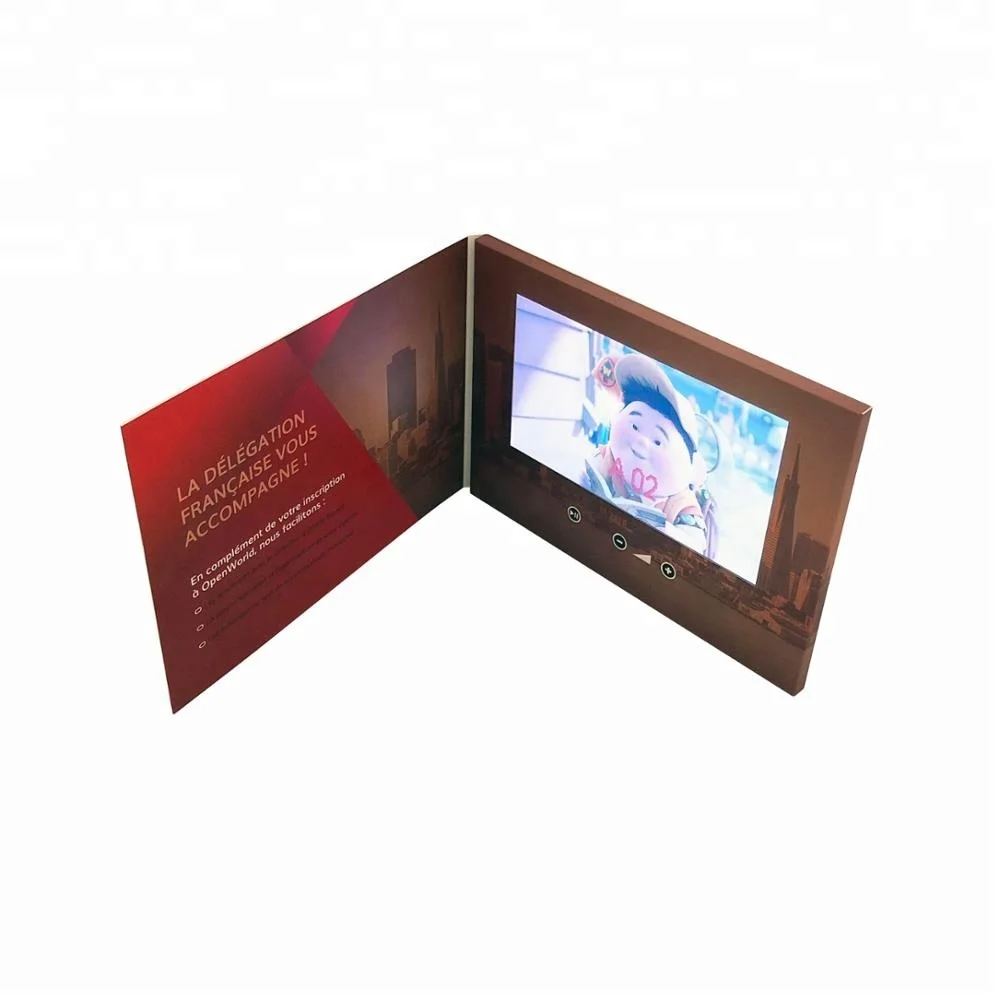 
custom player saxy birthday brochure gift box LCD light contro video greeting card 