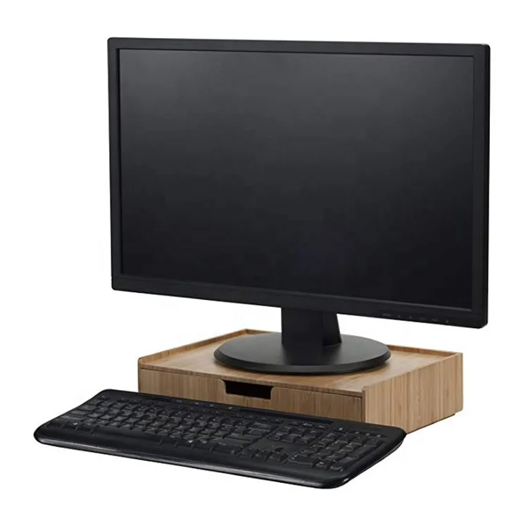 Desktop wooden bamboo computer monitor stand for laptop desk