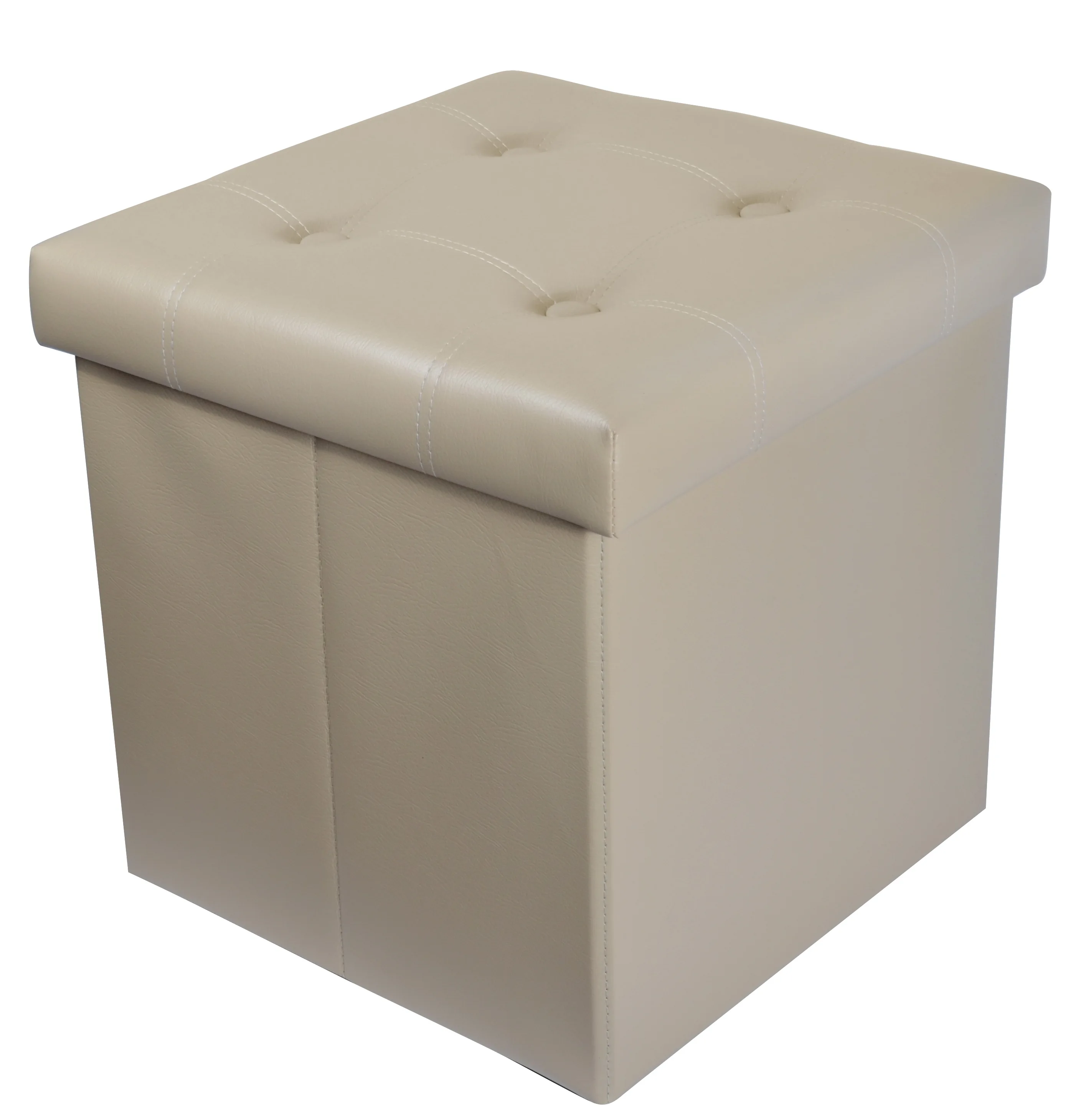 Red Cross stitching square EI MDF folding storage seat box,pouffe stool,OEM