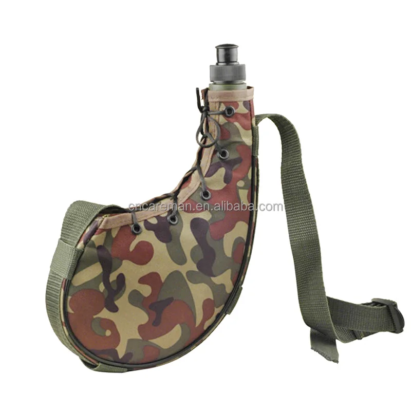 750ml Hunting Camouflage Spanish Wine Bota Bag, Kidney Shaped Plastic Water Canteen OEM Orders Accepted