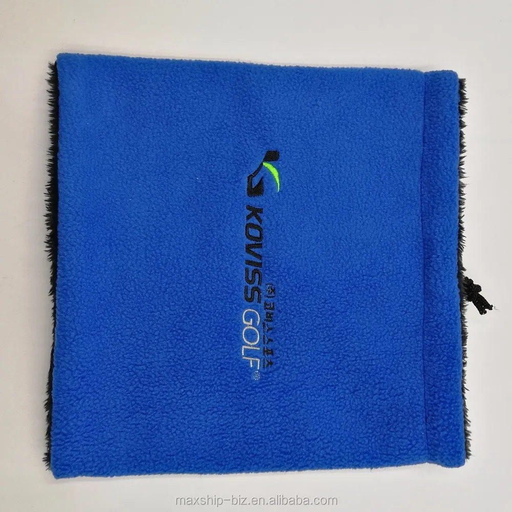 winter warm fleece neck warmer with embroidery logo